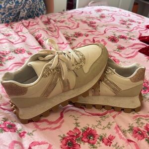 Women's Cream and Tan Athletic Shoes